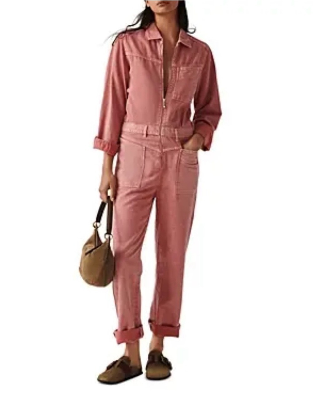 YFB Harmony Jumpsuit Coverall Dusty Rose Tencel Utility Oversized Size Medium